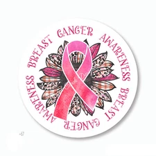 Pink Ribbon Sunflower Breast Cancer Awareness Envelope Seals Stickers Labels
