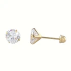 Genuine Natural Round Diamond Stud Screw Back Earrings - 10k Yellow Gold - 1.8mm