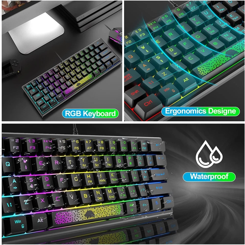 60%RGB Backlit Gaming Keyboard and 12000 DPI Mouse Combo forLaptop PC Gamers - Image 4 of 4