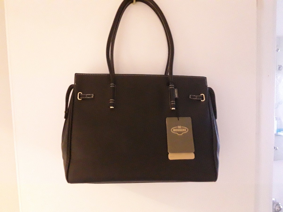 MADAME ROSSINI マダムロッシーニ 本革 レザー ハンドバッグ Designer Leather Italian Large Briefcase Handbag M.Rossini