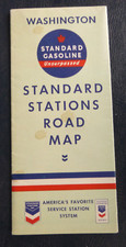 1937 Washington road map Chevron oil gas pre floating bridge Standard Califirnia