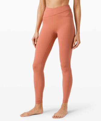 LULULEMON ALIGNED ANGLES SUPER HIGH RISE TIGHT 28'' RUSTIC CORAL SIZE 6