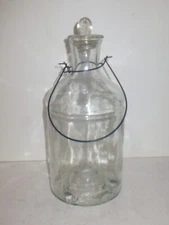 Antique Glass Fly, Wasp, Bug Trap Footed Catcher W Wire Bale, Leaf Glass Stopper