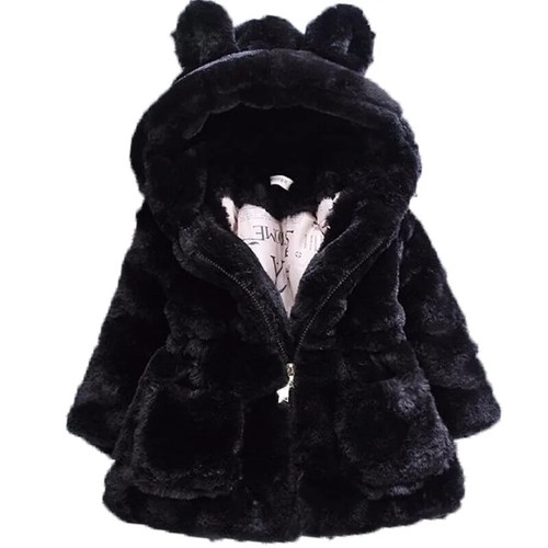 Autumn and Winter Girls' Solid Color Hooded Plush and Thick Warm Jacket Cotton - Picture 8 of 23