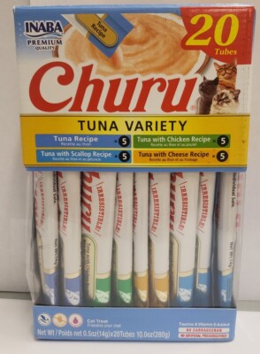 INABA Churu Cat Treats, Lickable, Squeezable Creamy Purée Cat Treat with Green T