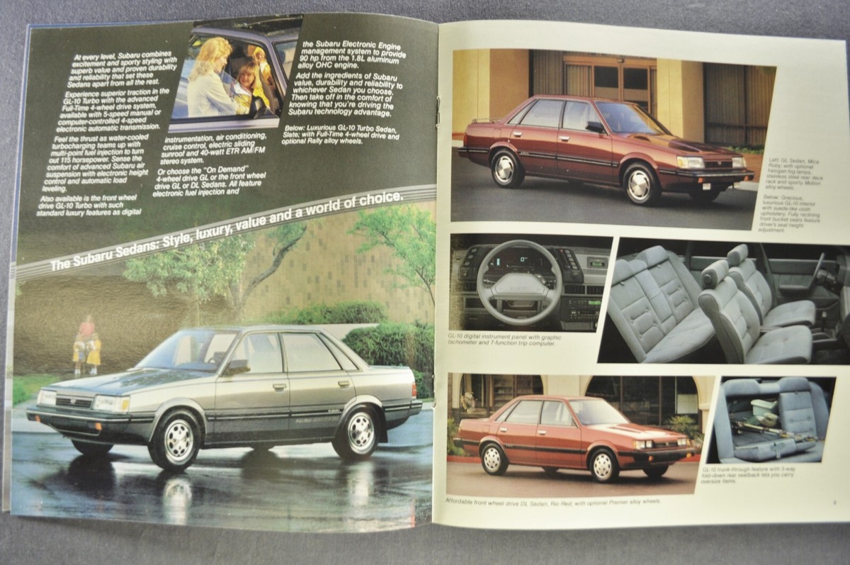 1989 Subaru Brochure X7 XT GL DL RX Justy Sedan Wagon Coupe