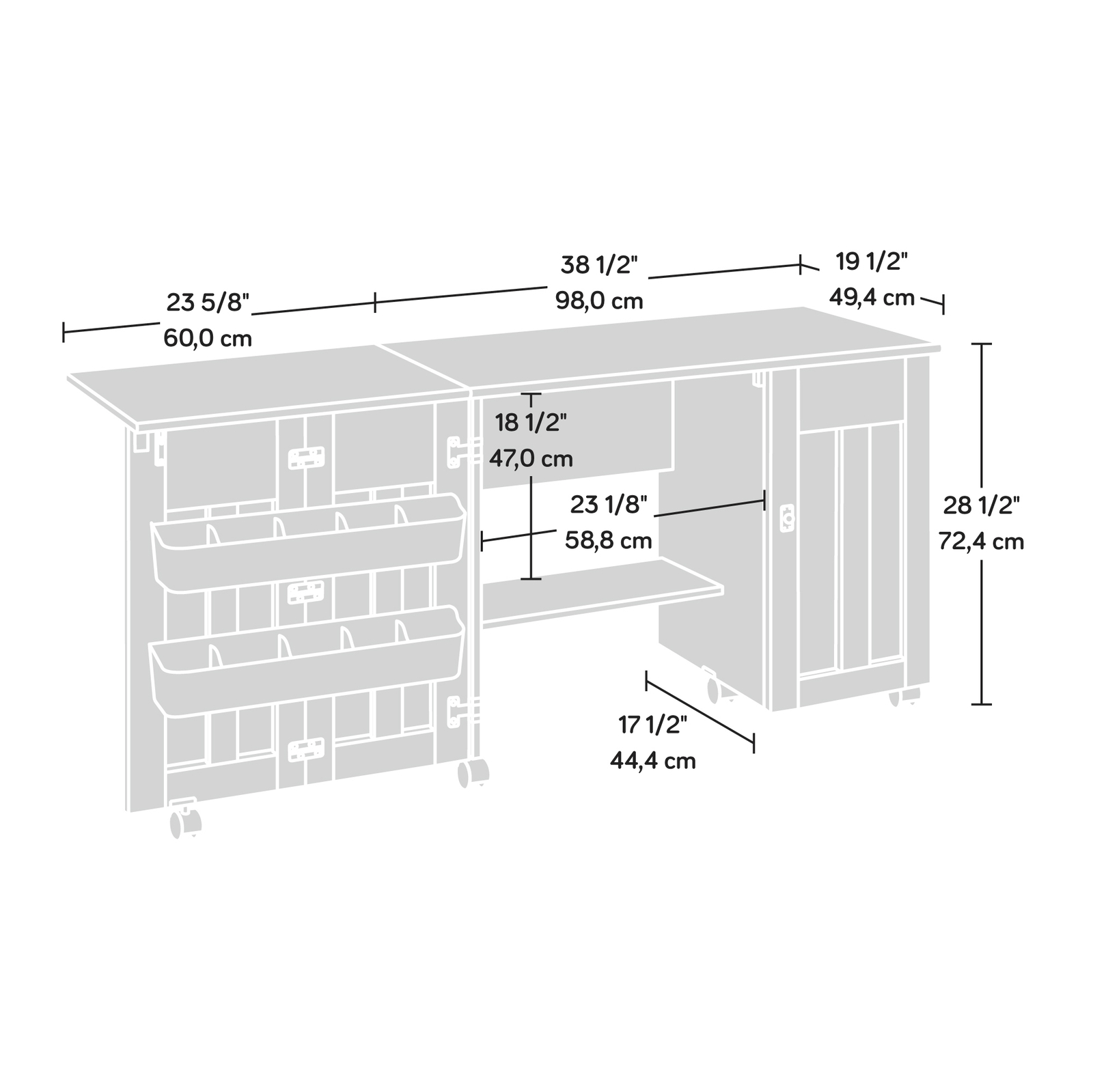 Sauder 426136 Sewing Craft Cart, Mystic Oak® Finish eBay