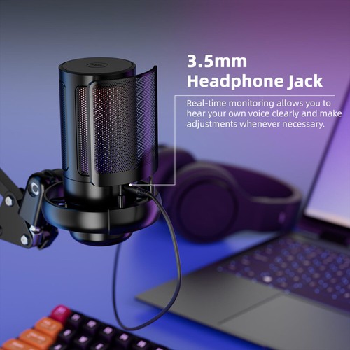 Gaming Mikrofon PC Mikrofon mit Arm RGB Podcast Streaming USB Streaming Mic DE - Bild 8 von 13