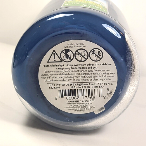 Yankee Candle profumo di cielo estivo blu fresco 22 oz grande 110-150 ore ritirato NUOVO - Foto 4 di 8