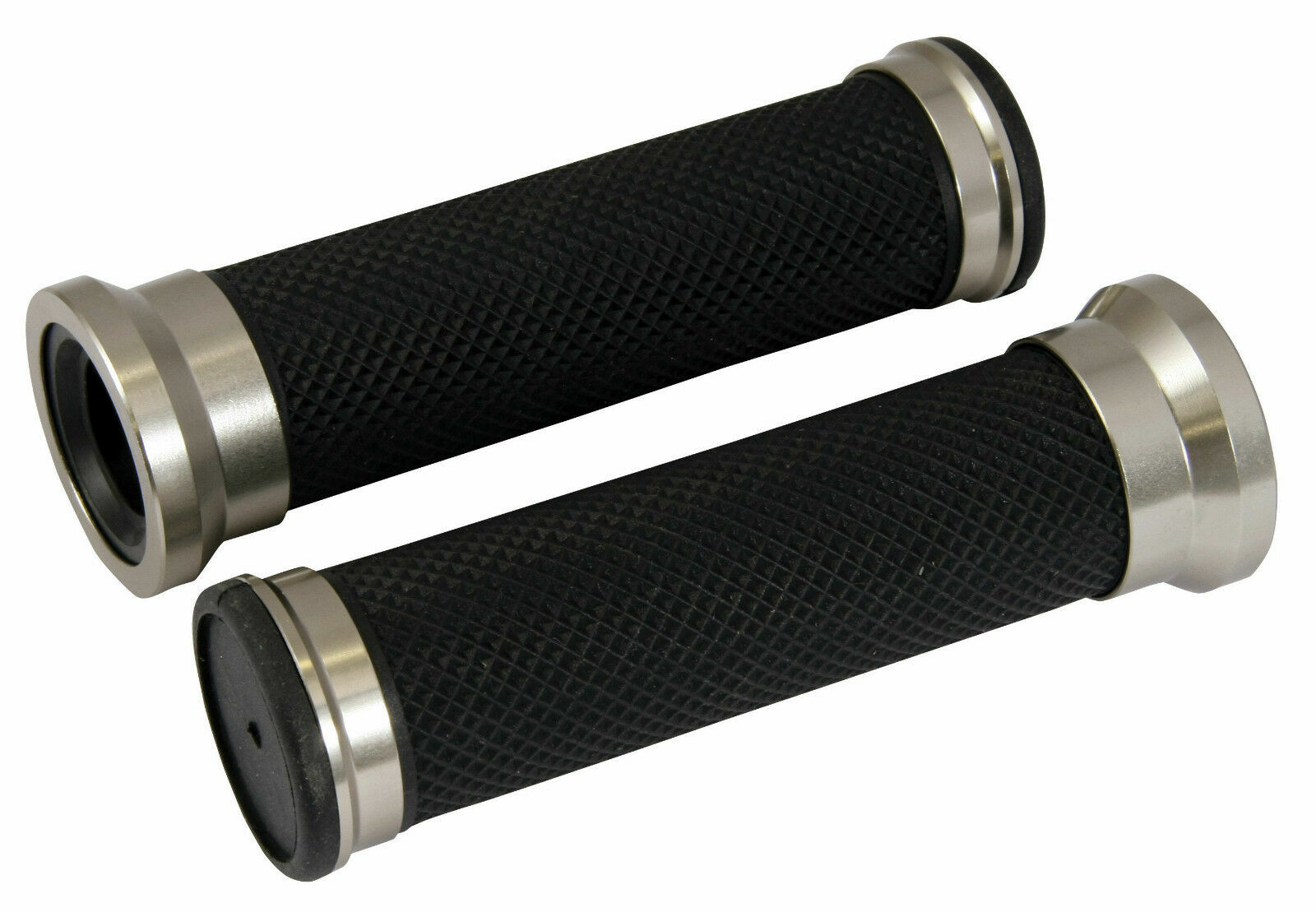 UNIVERSAL TWIN RING MOTORCYCLE GRIPS 25MM LEFT 25MM RIGHT - TITANIUM