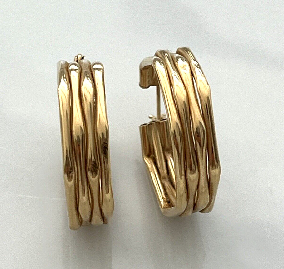 14k Solid Yellow Gold Cable Wire Hoop Earrings  1… - image 3