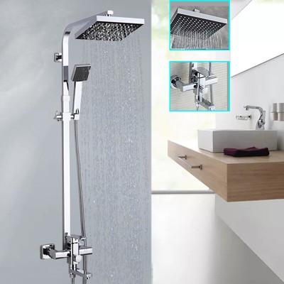 Stainless Steel Bathtub Faucet Set 8 Square Rain Head Hand Shower