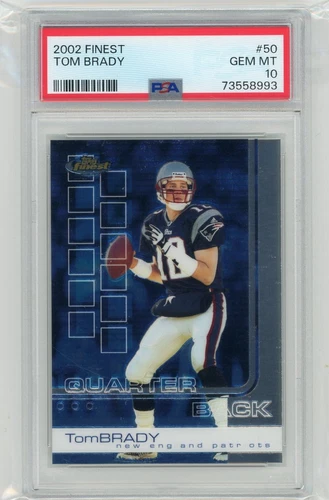 2002 Topps Finest Football #50 Tom Brady PSA 10