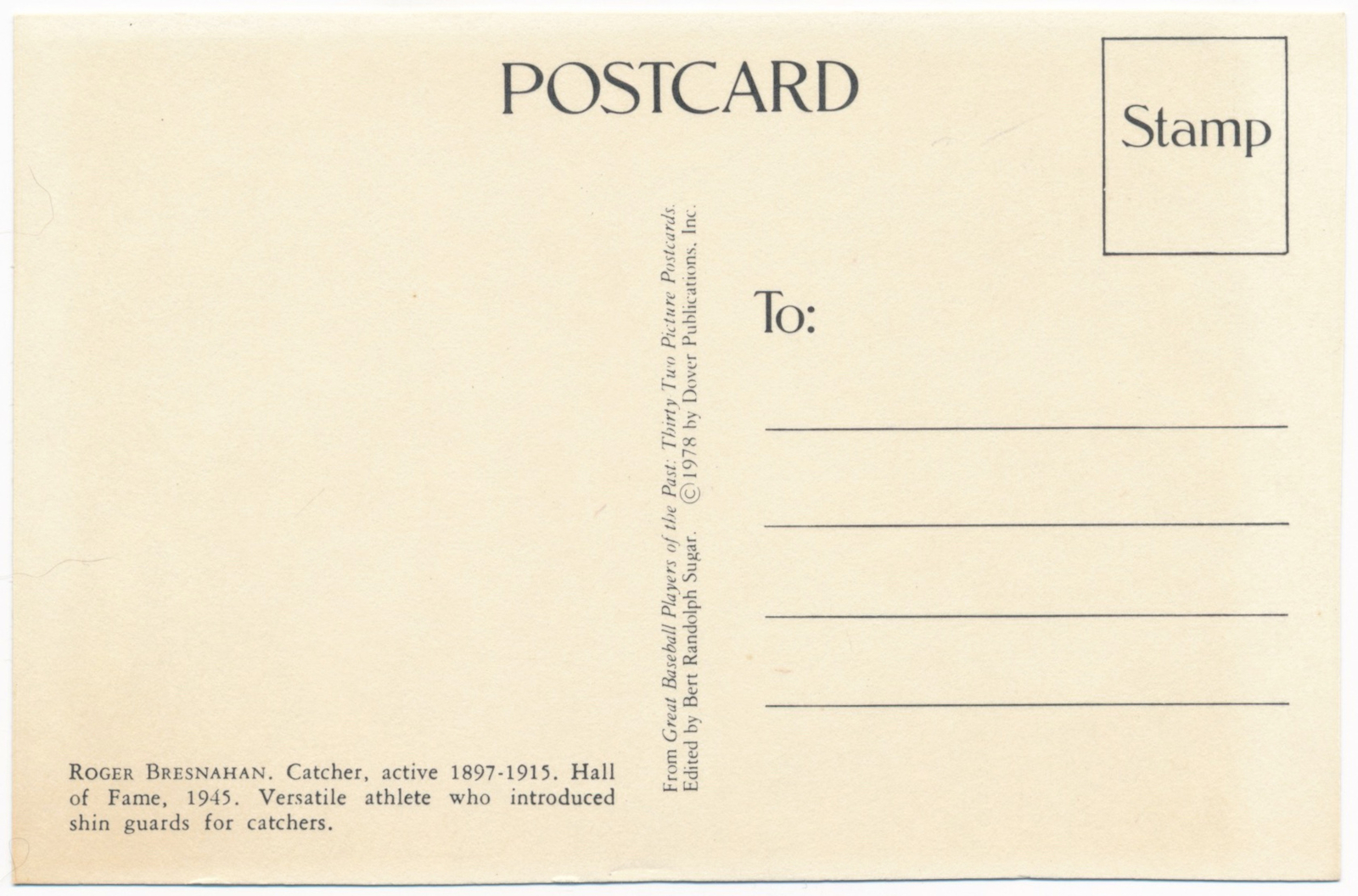 Roger Bresnahan Washington Senators, Chicago Cubs Baseball eBay