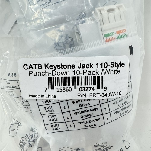 Micro Conectores CAT 6 Punch Down Keystone en Jack/Blanco (Paquete de 10) - Imagen 2 de 8