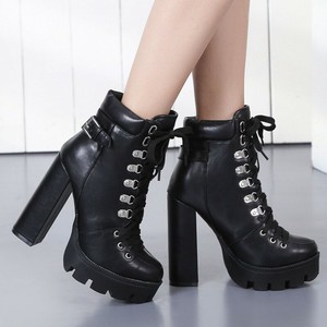 high heel combat boots