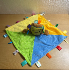 Taggies Monkey Lovey Multi Colored Plush Security Blanket Sensory 14 in Baby Toy