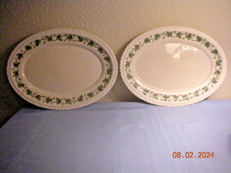 Two Vintage Royal Gadroon 13 3/4-inch oval platters Ivy Pattern