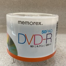 50 Pk Memorex DVD-R Discs with 16X 4.7GB 120min New Sealed