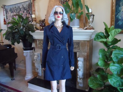 Stella McCartney Navy Blue Belted Trench Coat Size S | eBay