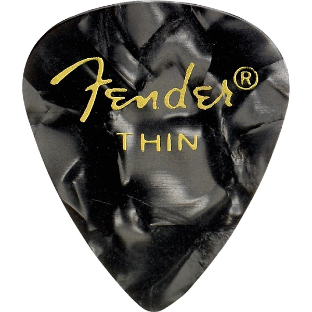 Fender Thin Black Moto Guitar Picks 12-Pack Premium Celluloid 351