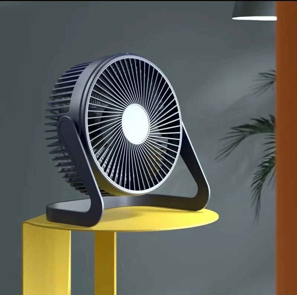 ventilatore da tavolo nero con alimentazione USB portatile - Immagine 2 di 4