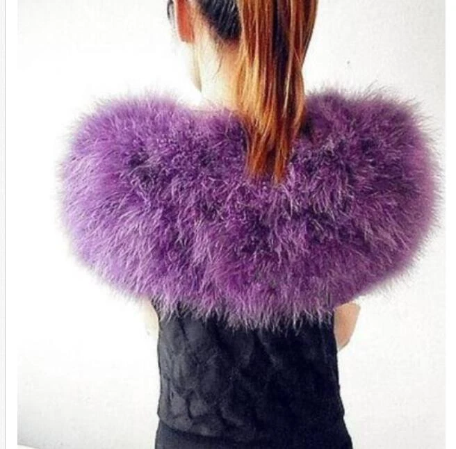 Real Ostrich Feather furry waistcoat bolero sleeveless wedding bridal 14 Color - Image 3 of 4