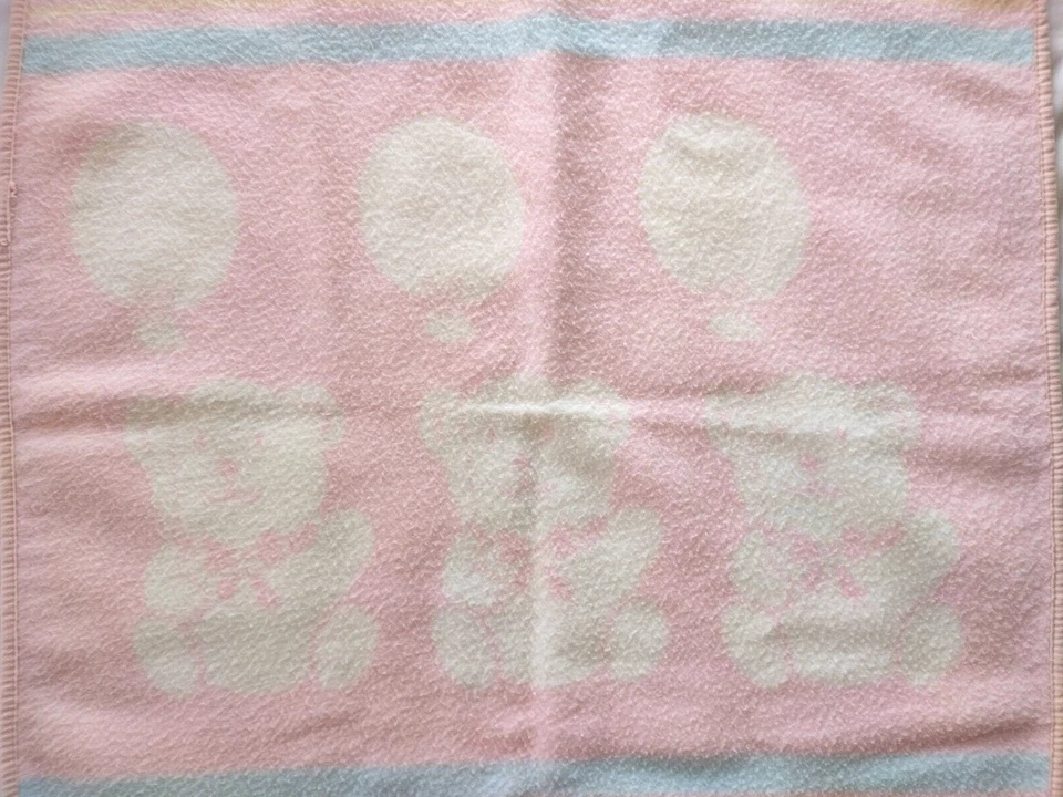 Manta bebé globo oso de peluche rosa blanco baliza vintage rayas pastel WPL 1675 Foto 2 de 4