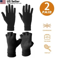 2Pairs Unisex Copper Compression Arthritis Gloves Hand Support Joint Pain Relief