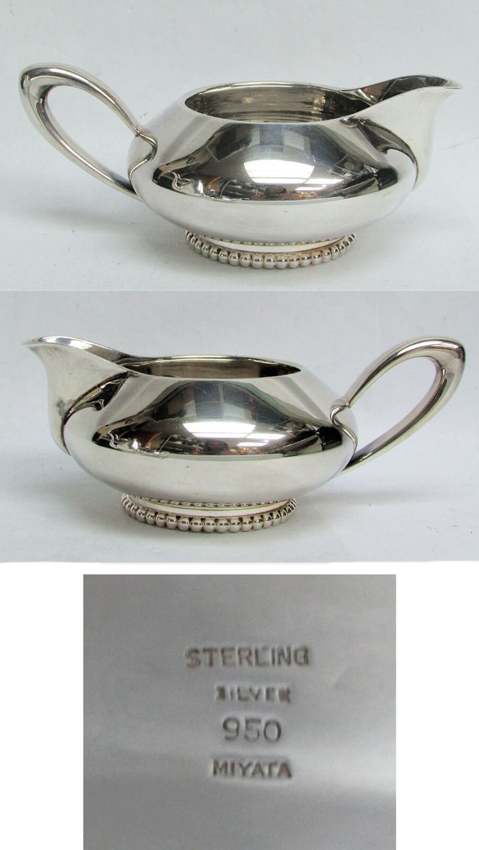 MODERNISTIC JAPANESE MIYATA 950 FINE SILVER 4 PIECE COFFEE & TEA