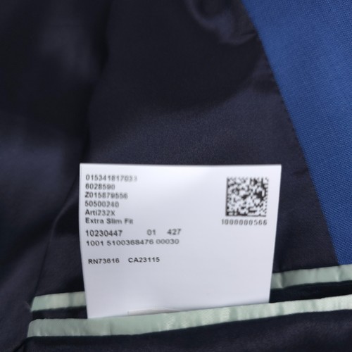 Hugo Boss Arti 232x Solid Blue Super Flex Performance Suit Mens Size 40R X 32 - Picture 10 of 20