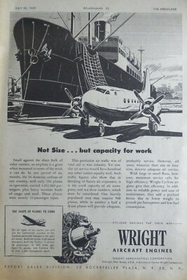 7/1945 PUB CURTISS-WRIGHT WRIGHT AIRCRAFT ENGINE CYCLONE ENGINE COMMANDO AD