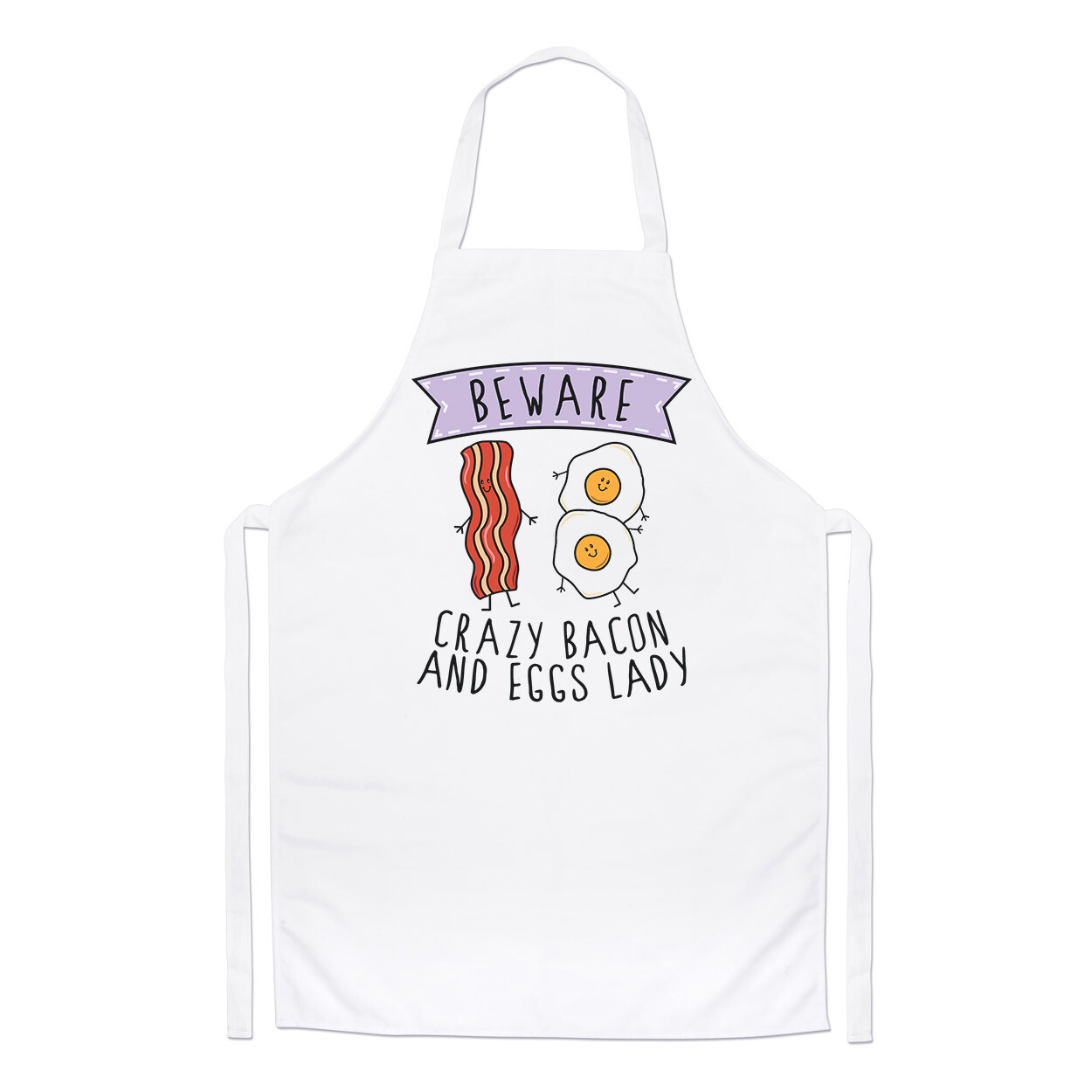 Beware Crazy Bacon And Eggs Lady Chefs Apron Funny Breakfast Food Cooking Baking