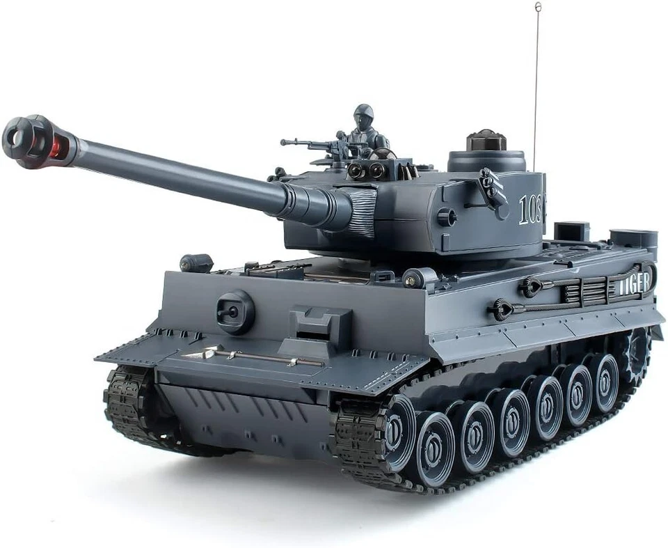 9 Channel USB Rechargeable RC German Tiger Tank with Light & Sound Effects - Image 3 of 4