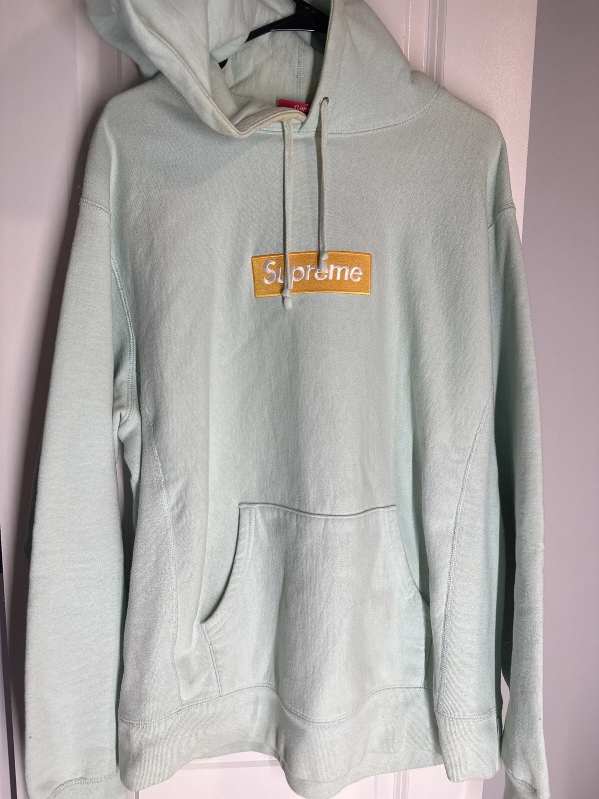 Sweat shirt à capuche logo Supreme Box (FW17) bleu glace