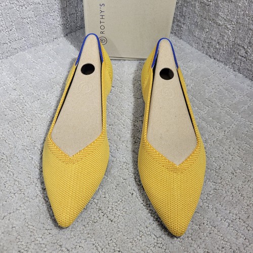 Rothys The Point Women's Size 5.5 Marigold Yellow Pointed Toe Slip on Flat Shoes - Picture 3 of 13