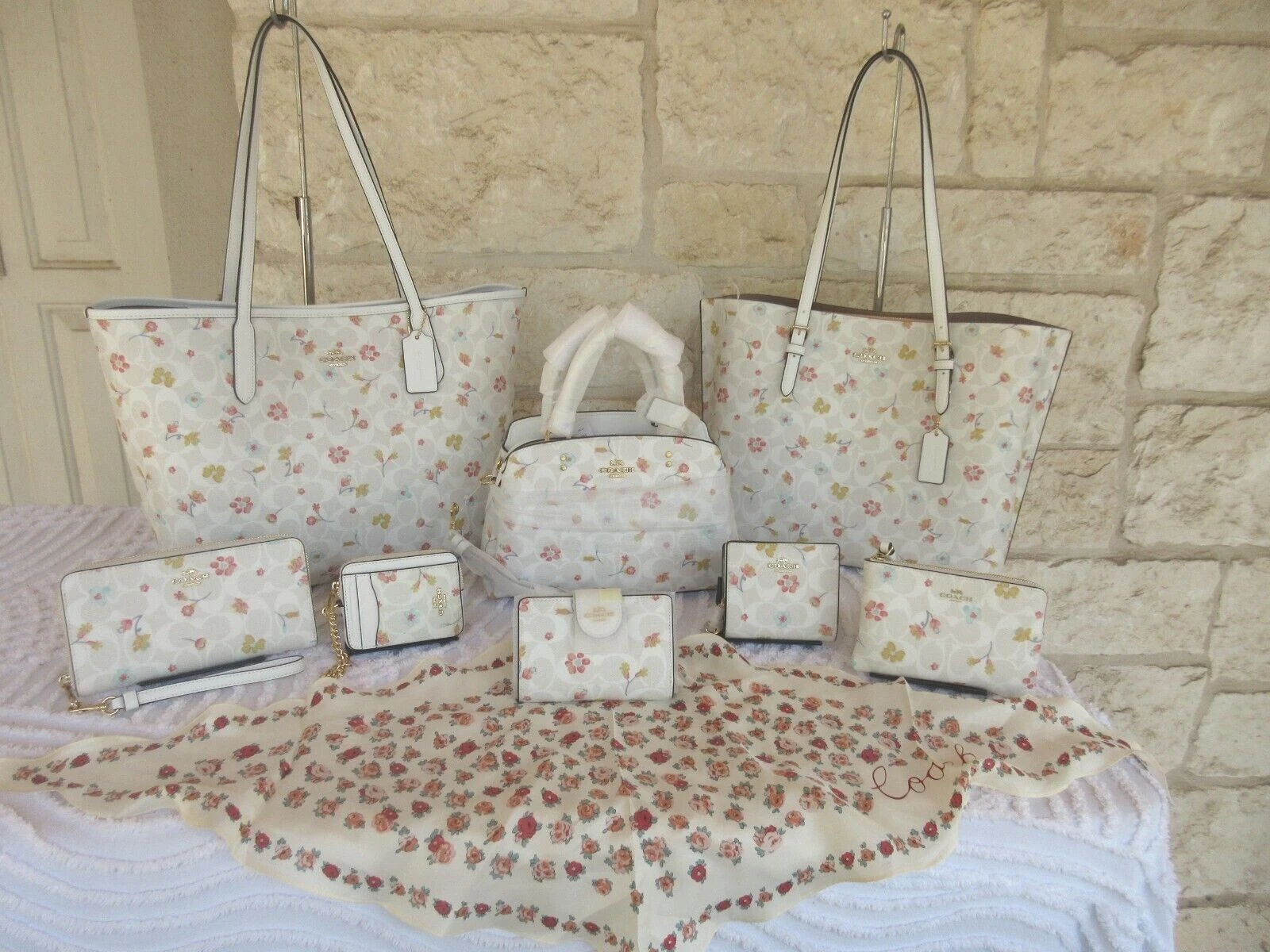 NUOVO Coach Firma Opzioni Gesso Floreale Mistico: Borsa Portafoglio SET Borsa