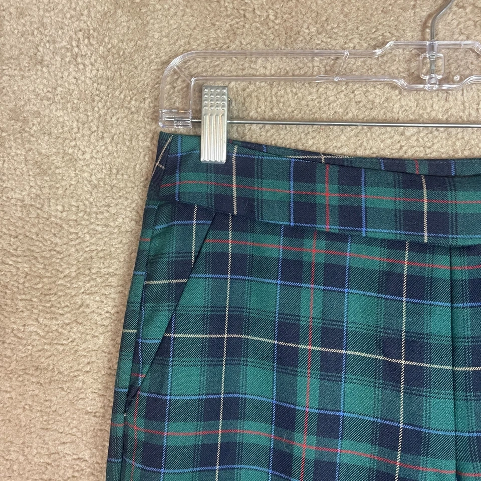 Talbots Trouser Pants Petite Size 2P Green/Blue Plaid Wool Blend Side Zip Cuffed - Image 3 of 4