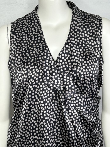 Sleeveless Top Women's Large Ruffle Polka Dot Neckline Como NEW Business Casual
