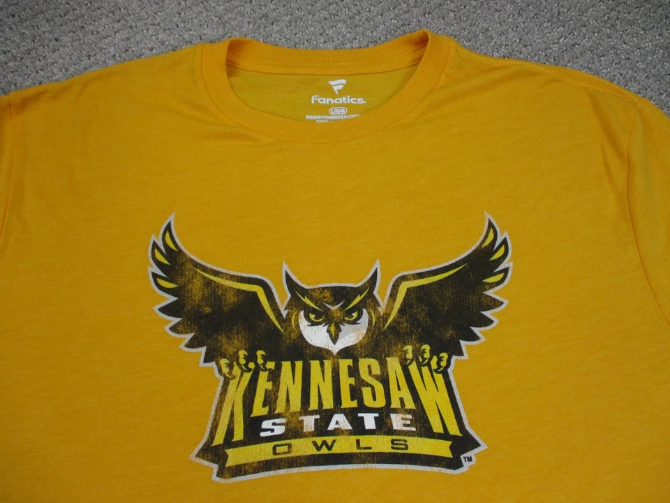 Kennesaw State Owls Shirt Adult Large Orange Gold Fanatics Sports Casual Mens - Image 4 of 4