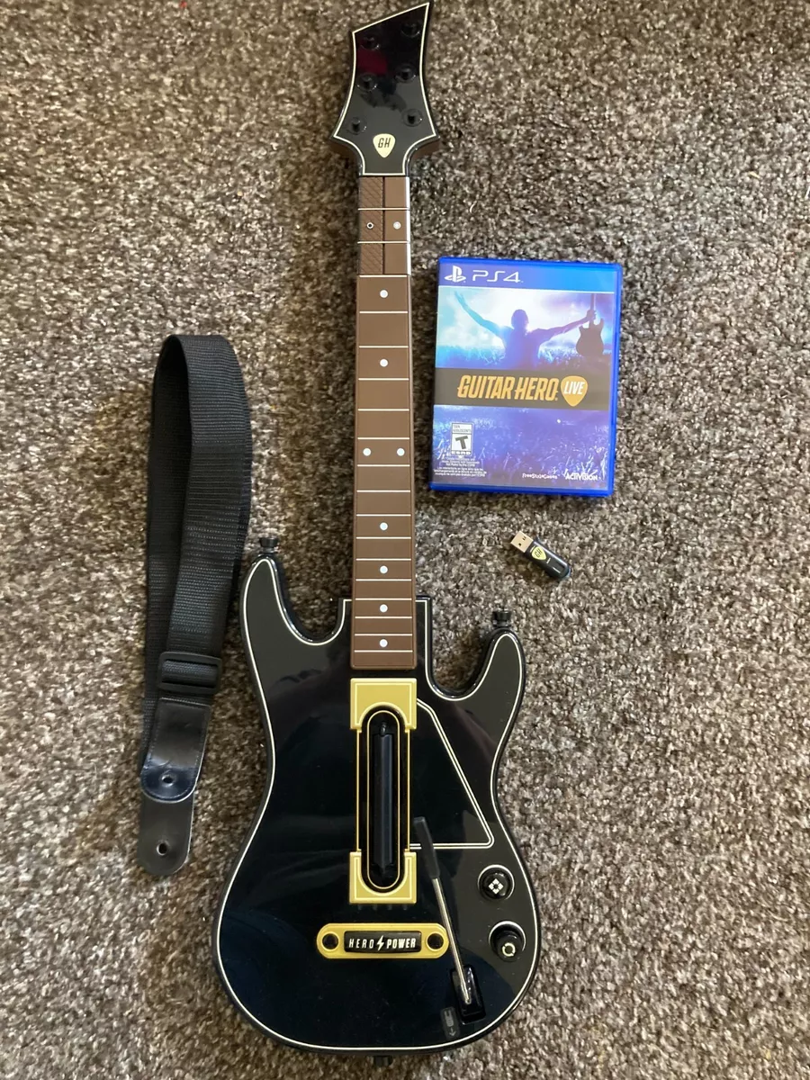 PS4 Guitar Hero Live Bundle Sony Playstation 4 Game Guitars Strap & Dongle