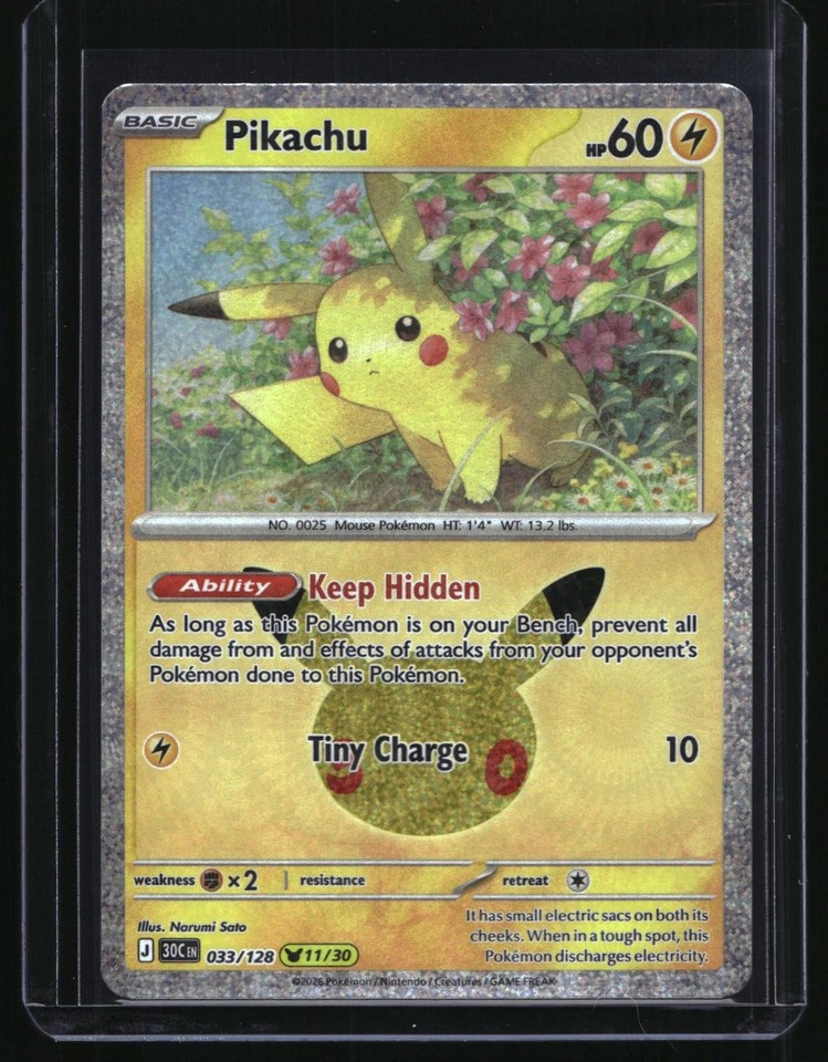 2026 Pokemon 30th Celebration Pikachu Pikachu Rare Holo # Pokemon 30th Celebration Pikachu 11/30 Pikachu Rare Holo #033/128
