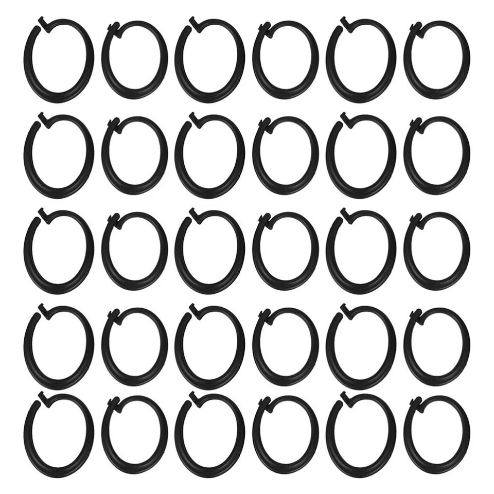  60 Pcs Plastic Hanger Clips Drapery Hooks Black Curtain Rings with Eyelet Track - Image 2 of 4