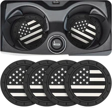 4PC American Flag Car Cup Holder Coasters 2.75" PVC Anti-Slip Drink Mats