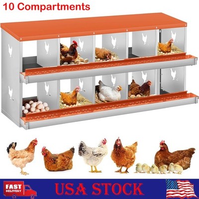 Chicken Nesting Box, 10 Compartments Nesting Box, 2-Tier Chicken Egg Laying Box