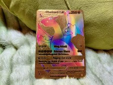 Charizard GX Arcobaleno Lamina Oro Fan Art Pokémon Hp250 Attacco Ala NM