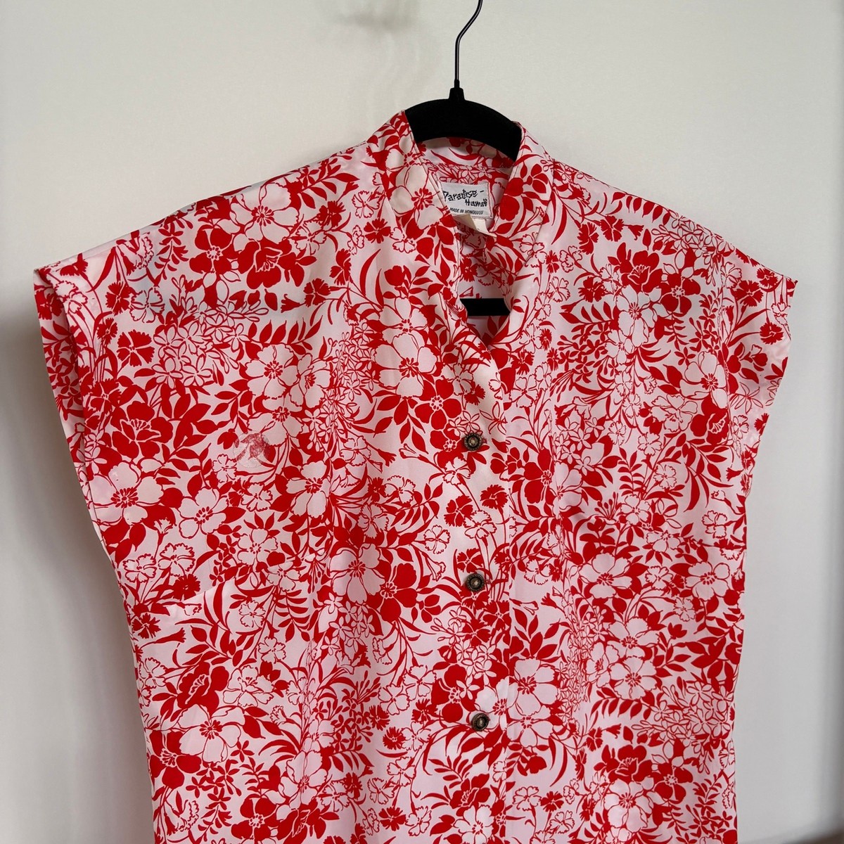 Vtg Paradise Hawaii Red Vacation Beach Lightweight Bloke Surf Shirt Medium View 2
