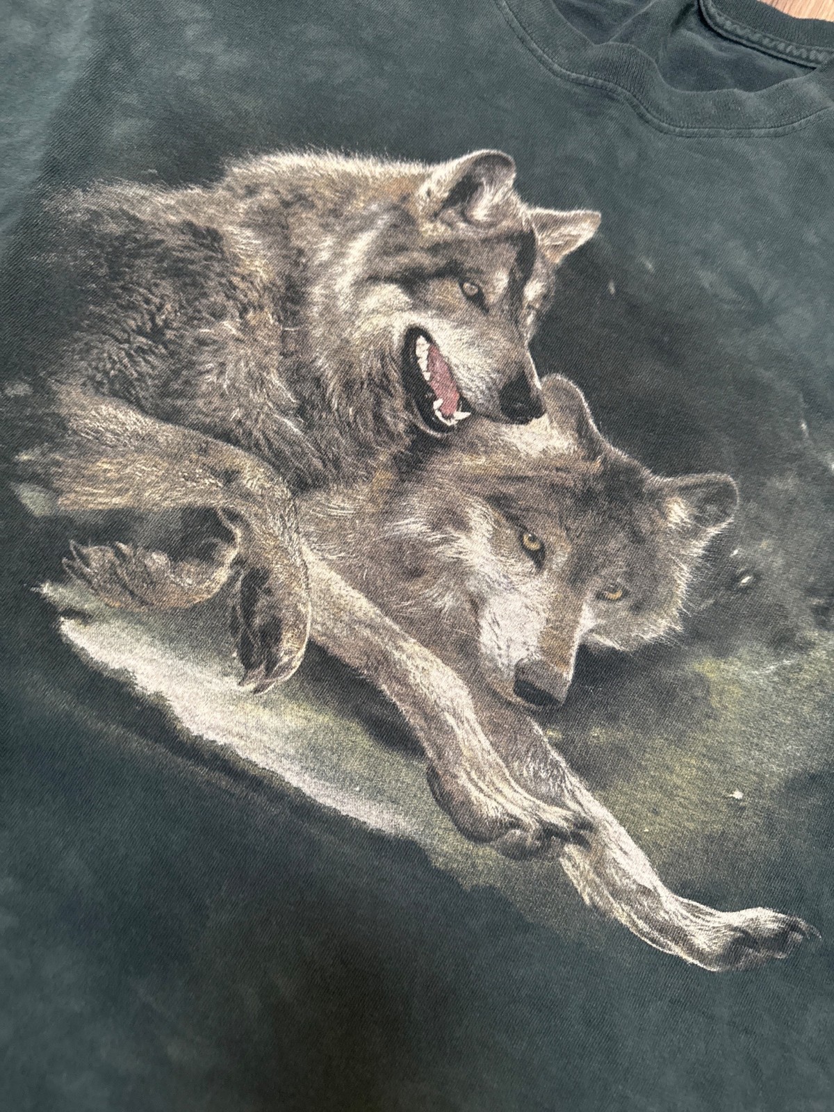 Wolf Graphic Tie-Dye T-Shirt Vintage Style Unisex Crewneck Short Sleeve Cotton X