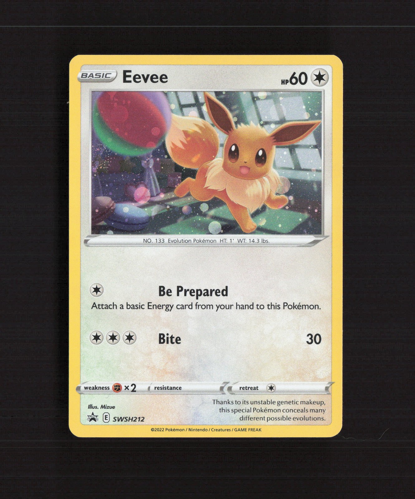 Eevee SWSH212 Sword & Shield Black Star Promo Holo SWIRL Pokemon Card LP+