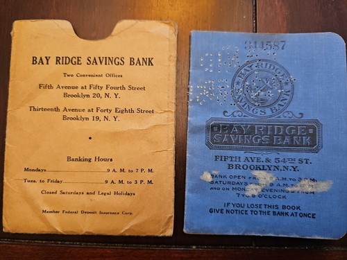Vintage Bay Ridge Brooklyn Savings Bank Book 1940's-1950's